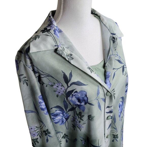 Willow Ridge Two Piece Set Light Green Tank Duster Buttons Lightweight Womens XL - Picture 1 of 12
